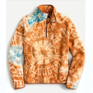 NEW J. Crew Micro Fleece Half-Zip Pullover Tie Die